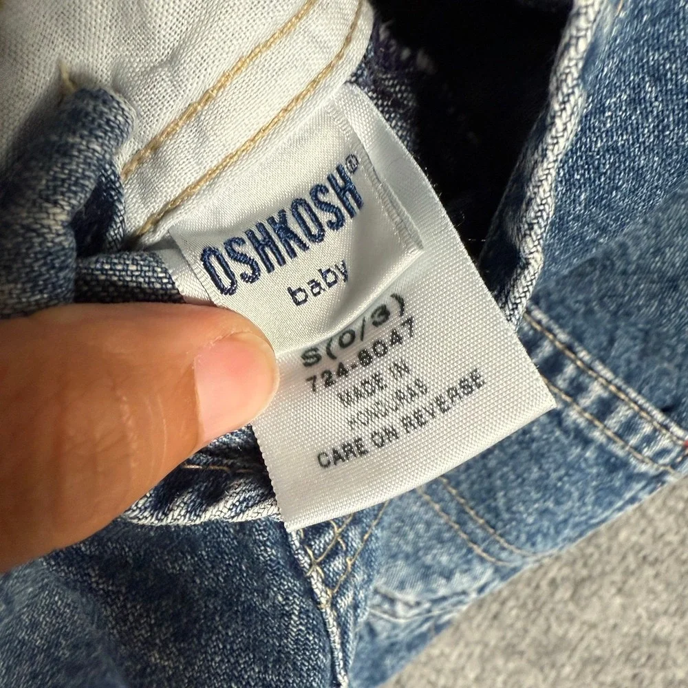 Vtg Y2K Oshkosh Baby 0-3 Overall Shorts‎ Denim Carpenter Style Shortalls Blue